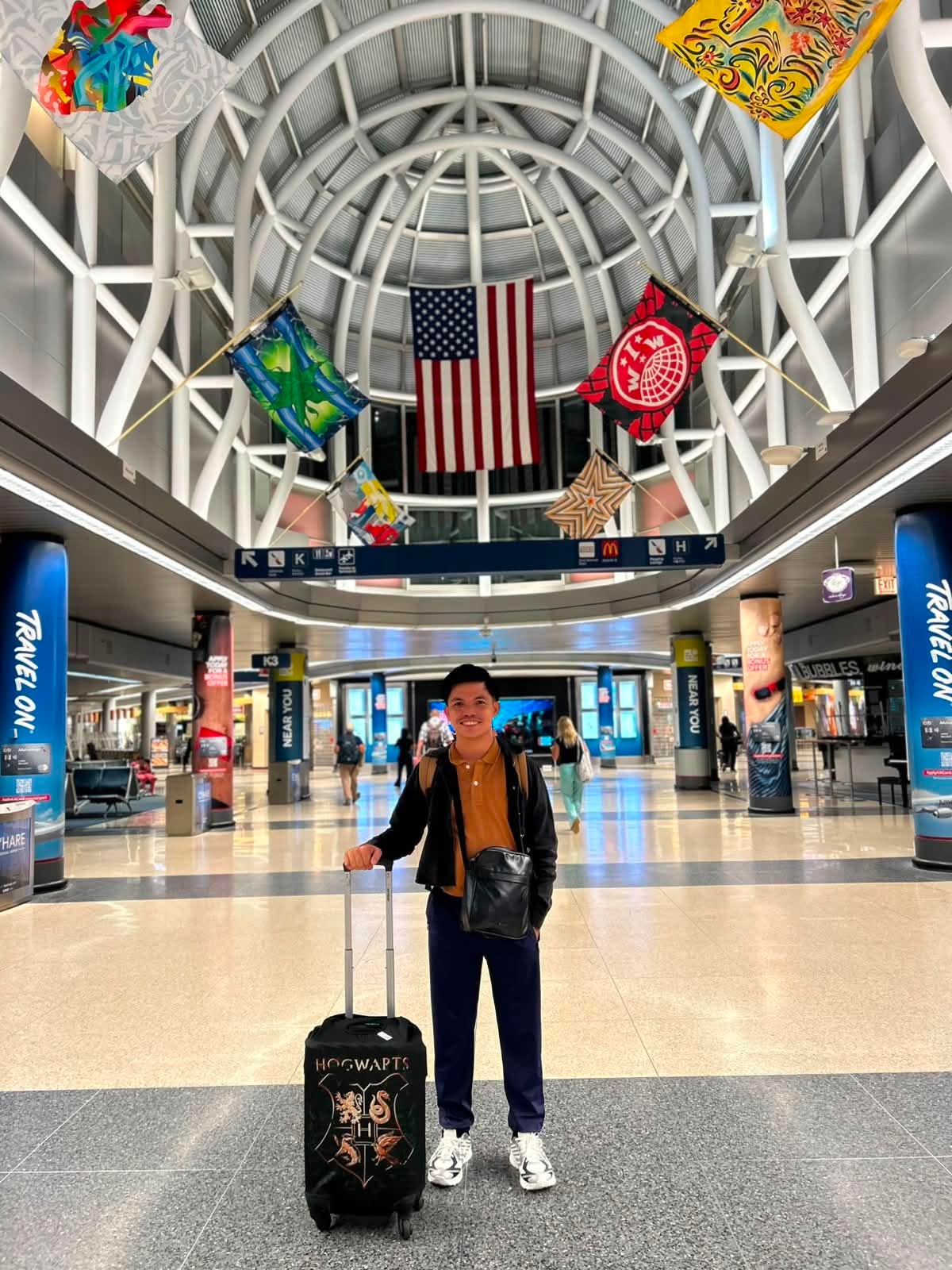 CrossBorder teacher arriving at a U.S. airport terminal